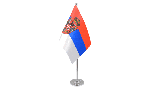 Serbia Crest Satin Table Flag